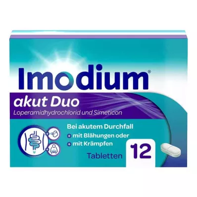 Duo acuto di Imodium - per diarrea acuta con flatulenza, 12 pz
