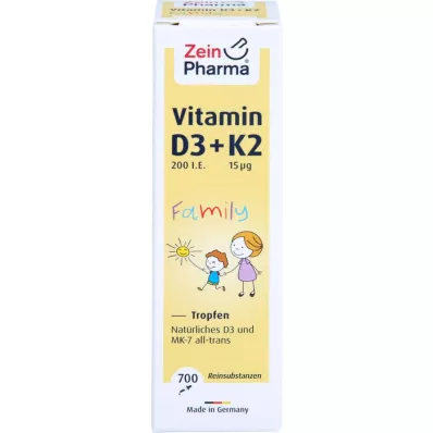 VITAMIN D3+K2 MK-7 tutti i trans Famiglia a goccia, 20 ml