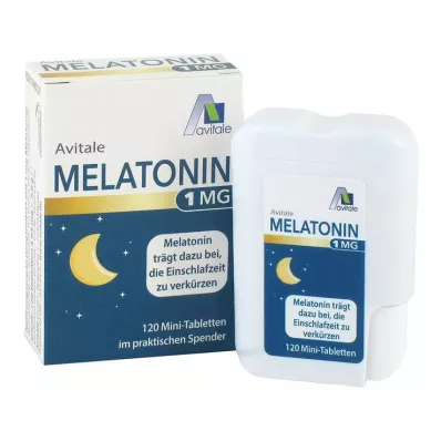 MELATONIN mini compresse da 1 mg in dispenser, 120 pezzi MELATONIN mini compresse da 1 mg in dispenser, 120 pezzi