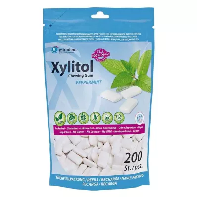 MIRADENT Gomma da masticare per cure dentistiche allo xilitolo, menta piperita, 200 pz