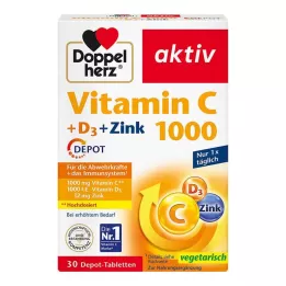 DOPPELHERZ Compresse di vitamina C 1000+D3+Zinco Depot, 30 pz