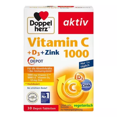 Compresse Doppelherz Vitamin C 1000 + D3 + Zinc Depot, 30 pz Compresse Doppelherz Vitamin C 1000 + D3 + Zinc Depot, 30 pz
