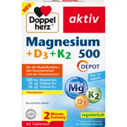DOPPELHERZ Magnesio 500+D3+K2 Compresse Depot, 60 Capsule