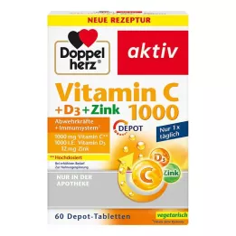 DOPPELHERZ Compresse di vitamina C 1000+D3+Zinco Depot, 60 Capsule