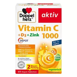 DOPPELHERZ Compresse di vitamina C 1000+D3+Zinco Depot, 60 Capsule