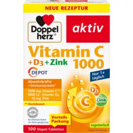 DOPPELHERZ Compresse di vitamina C 1000+D3+Zinco Depot, 100 pz