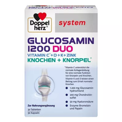 Confezione combinata del sistema Doppelherz Glucosamine 1200 Duo, 60 pezzi Confezione combinata del sistema Doppelherz Glucosamine 1200 Duo, 60 pezzi