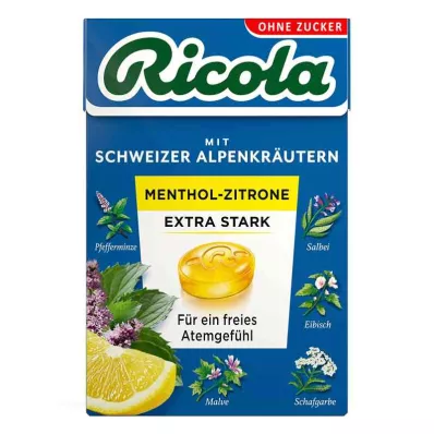 Ricola senza zucchero scatola mentolo limone caramelle extra forti (50 g) Ricola senza zucchero scatola mentolo limone caramelle extra forti (50 g)