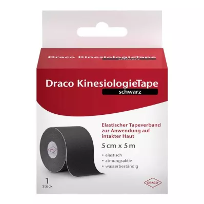 Nastro kinesiologico Draco 5 cmx5 m nero, 1 pezzo Nastro kinesiologico Draco 5 cmx5 m nero, 1 pezzo