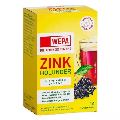 Wepa zinco sambuco + vitamina C + zinco in polvere senza zucchero, 10x10 g