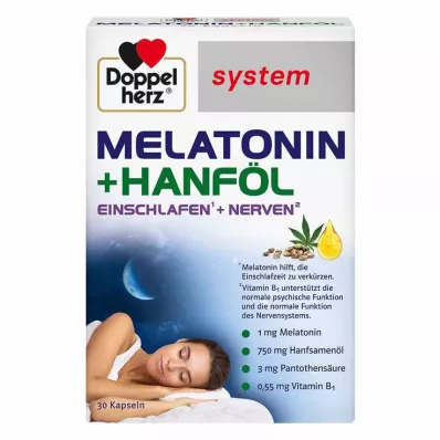 Capsule Doppelherz melatonina + sistema olio di canapa, 30 pz