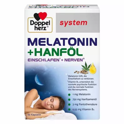 Capsule Doppelherz melatonina + sistema olio di canapa, 60 pz